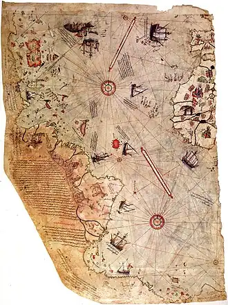 Image 33Surviving fragment of the first World Map of Piri Reis (1513) (from Science in the medieval Islamic world)