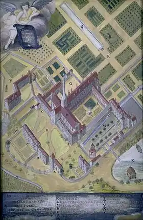 18th century plan of Port-Royal-des-Champs drawn in military projection