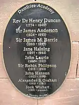 Plaque at Dumfries Academy