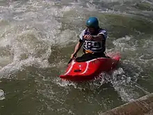 Playboating in the 2006 Eurocup competition, kneeling C-1.