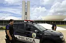 Legislative police officers outside the National Congress building.