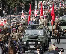 President Lech Kaczyński reviewing troops on Ujazdów Avenue during Armed Forces Day in 2007