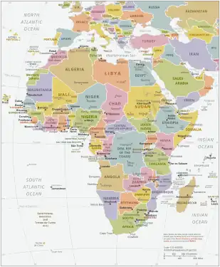 Political map of Africa in 2021