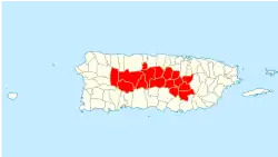 Municipalities officially belonging to the Porta Cordillera region.