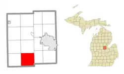 Location within Midland County and the state of Michigan