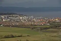 View across the town, looking towards the sea