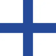 A white 1x1 flag with blue cross stretching across the entire flag