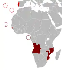 Image 2Portuguese colonies in Africa by the time of the Colonial War. (from History of Portugal)