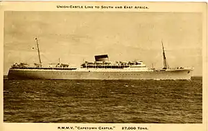 Postcard of RMMV Capetown Castle