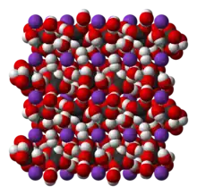 Space-filling model of part of the crystal structure of potassium sodium tartrate