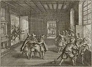 Image 42Copper engraving of the Second Defenestration of Prague from Theatrum Europaeum by Matthäus Merian. (from History of the Czech lands)