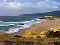 Guincho, a well known beach near Cascais, with Cabo da Roca seen at distance.