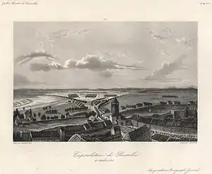 Black and white print of the Prenzlau capitulation