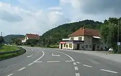 Main road through Presečno, Croatia