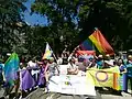 Labrys flag at Pride Serbia, Belgrade, Serbia, 2019