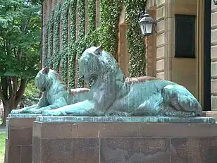 Bronze Tigers in front of Nassau Hall at Princeton University, 1910