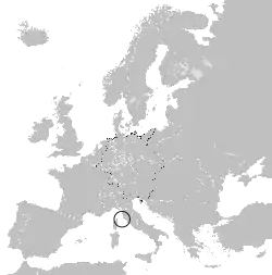 Location of the Principality of Elba within Europe