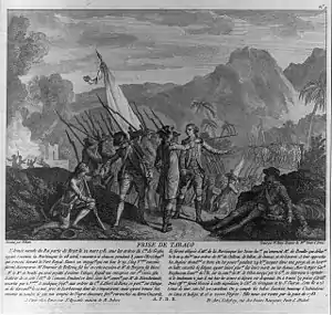 Image 4French attack on the British island of Tobago in 1781 with text. French painting from 1784. (from Tobago)