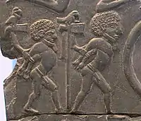 Image 5The prisoners on the Battlefield Palette may be the people of the Buto-Maadi culture subjected by the Egyptian rulers of Naqada III. (from Prehistoric Egypt)