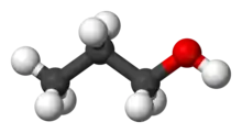 Ball and stick model of 1-propanol