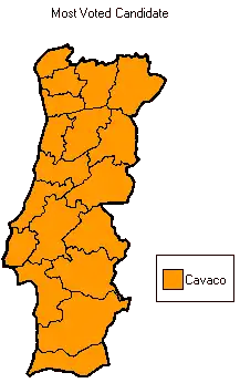 Strongest candidate by electoral district. (Azores and Madeira not shown)