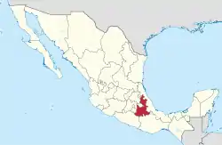 Map of Mexico with Puebla highlighted