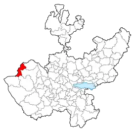 Location of the municipality within the state of Jalisco