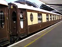 Brown-and-tan passenger car