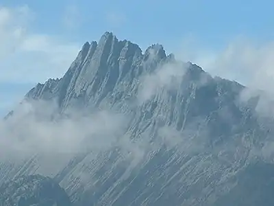 A view of the peak of Puncak Jaya, located in the southwestern portion of the regency