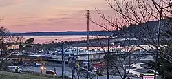 The town of Purdy with the Purdy Bridge and Purdy Sandspit visible in the background