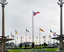 The National and State flags at Putra Square.