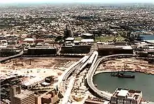 Construction of the Western Distributor in the early 1980s