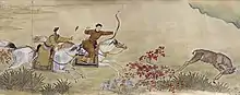 Imperial Hunting painted by Giuseppe Castiglione (1688–1766), Emperors' imperial palace Italian painter in Qing dynasty China.