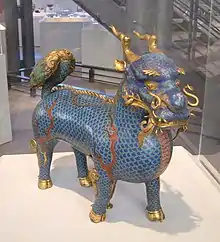 Qilin-shaped incense burner (17th–18th centuries) on display at the Iris & B. Gerald Cantor Center for Visual Arts on the Stanford University campus in Stanford, California.