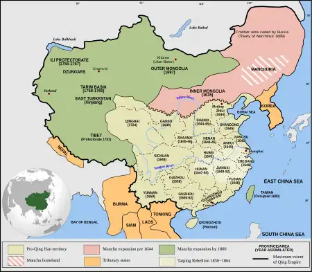 Image 24A map of the Qing dynasty, c. 1820 (from History of China)