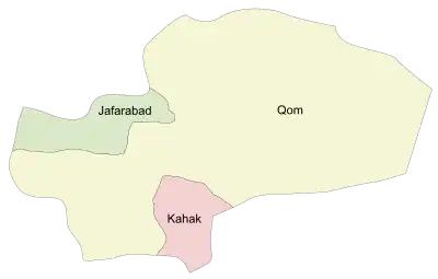 Location of Jafarabad County in Qom province