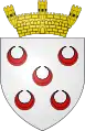 Qormi (Città Pinto). Argent, five crescents in saltire Gules.