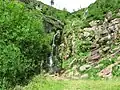 The waterfall at Pingot Quarry