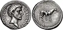 Obverse and reverse sides of a coin of Quintus Labienus