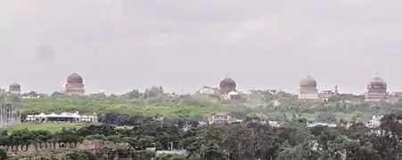 Distant shot of all the Qutb Shahi Tombs, Hyderabad