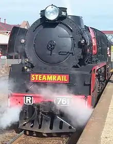 Steamrail locomotive R761 sits at Platform 2 in June 2003