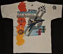 1993 Reading Airshow T-shirt featuring U.S Navy Blue Angels and the U.S.A.F Thunderbird's.