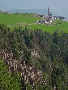 View of the Pyramids of the Ritten towards Mittelberg