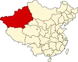 Sinkiang Province (red) in the Republic of China (as claimed)