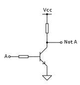 NPN resistor–transistor logic inverter