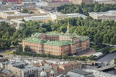 Image 6Saint Michael's CastlePhotograph credit: Andrew ShivaSaint Michael's Castle is a former royal residence in the historic centre of Saint Petersburg, Russia. It was built for Emperor Paul I between 1797 and 1801, and named after Saint Michael, the patron saint of the royal family. Constructed like a castle around a small octagonal courtyard, the four facades were built in different architectural styles, including French Classicism, Italian Renaissance and Gothic. The emperor was assassinated in the castle forty days after taking up residence. After his death, the imperial family returned to the Winter Palace and the building was transferred to the Russian Army's Main Engineering School. In 1990, it became a branch of the Russian Museum, and now houses its portrait gallery.More selected pictures