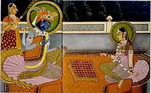 Image 17Krishna and Radha playing chaturanga on an 8×8 Ashtāpada (from History of chess)