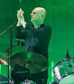 Selway performing with Radiohead in 2018