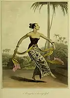 A Javanese ronggeng dancer, from The History of Java by Thomas Stamford Raffles (1817)