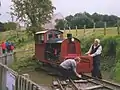 Diesel locomotive "Clive" on the turntable at Etal.